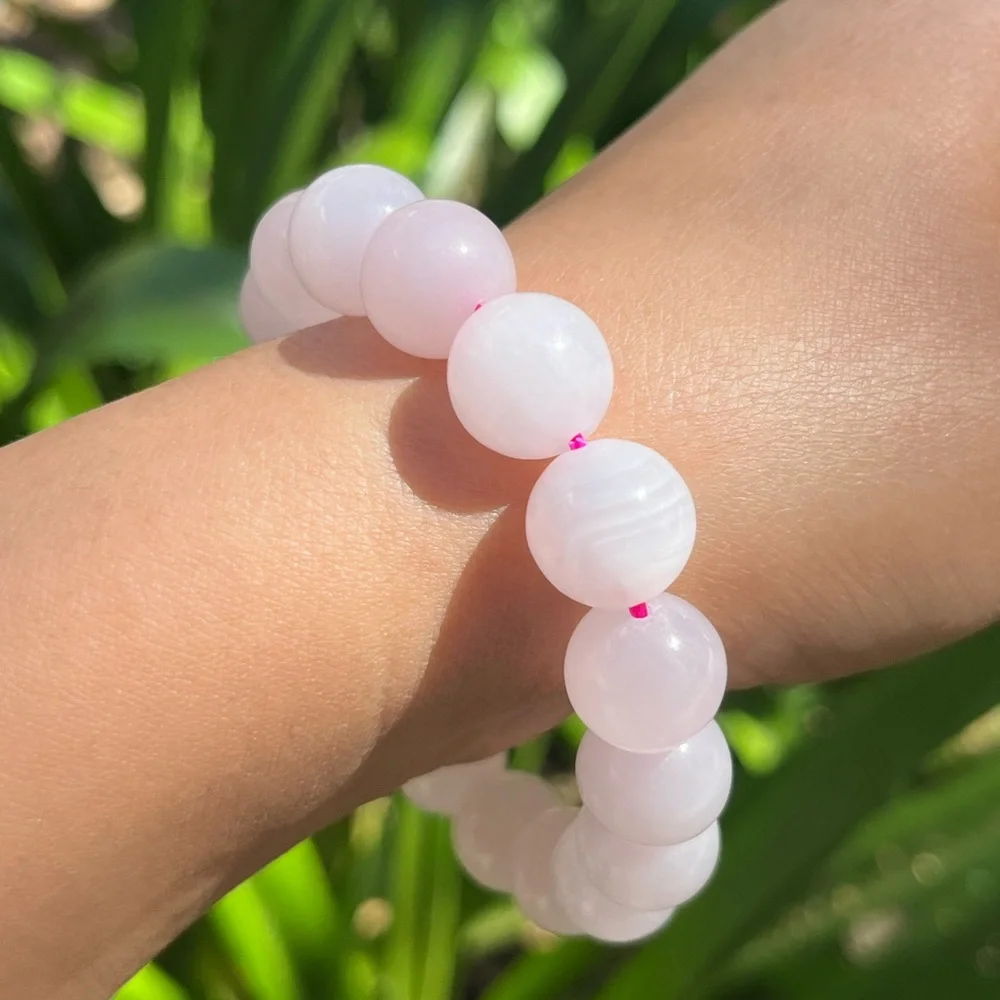 13mm Pink‎ calcite stretchable bracelet